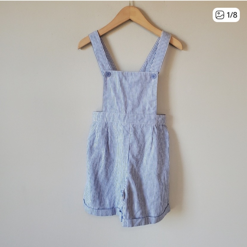 Rachel Riley Light Blue Striped Overalls